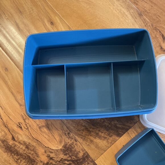 Vintage Tupperware Stow-N-Go Tuppercraft Sewing or Tackle Box 767-14 Blue - Picture 2 of 6